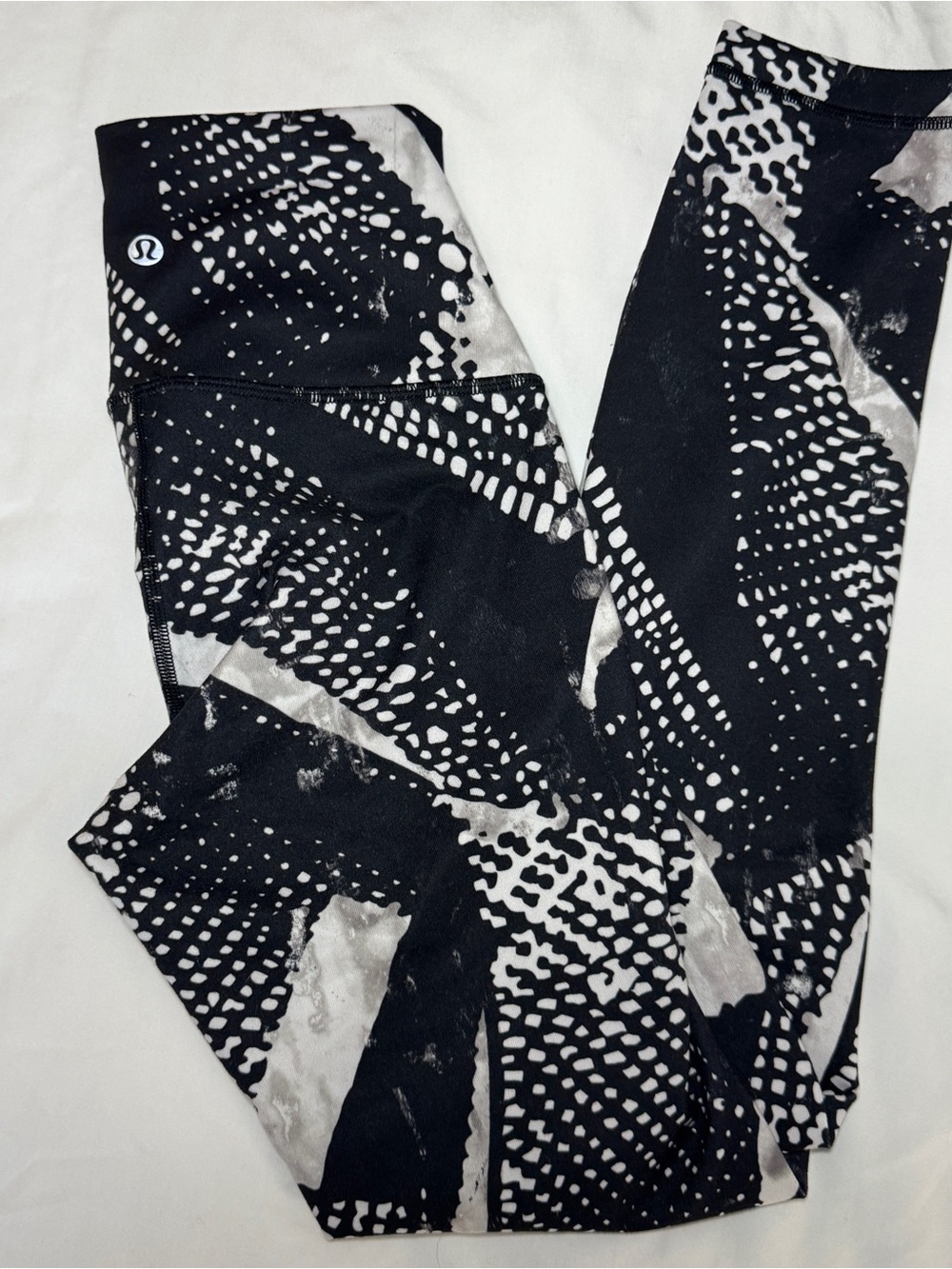 Lululemon Womens 4 Black White Abstract Print High Rise Full Length Leggings